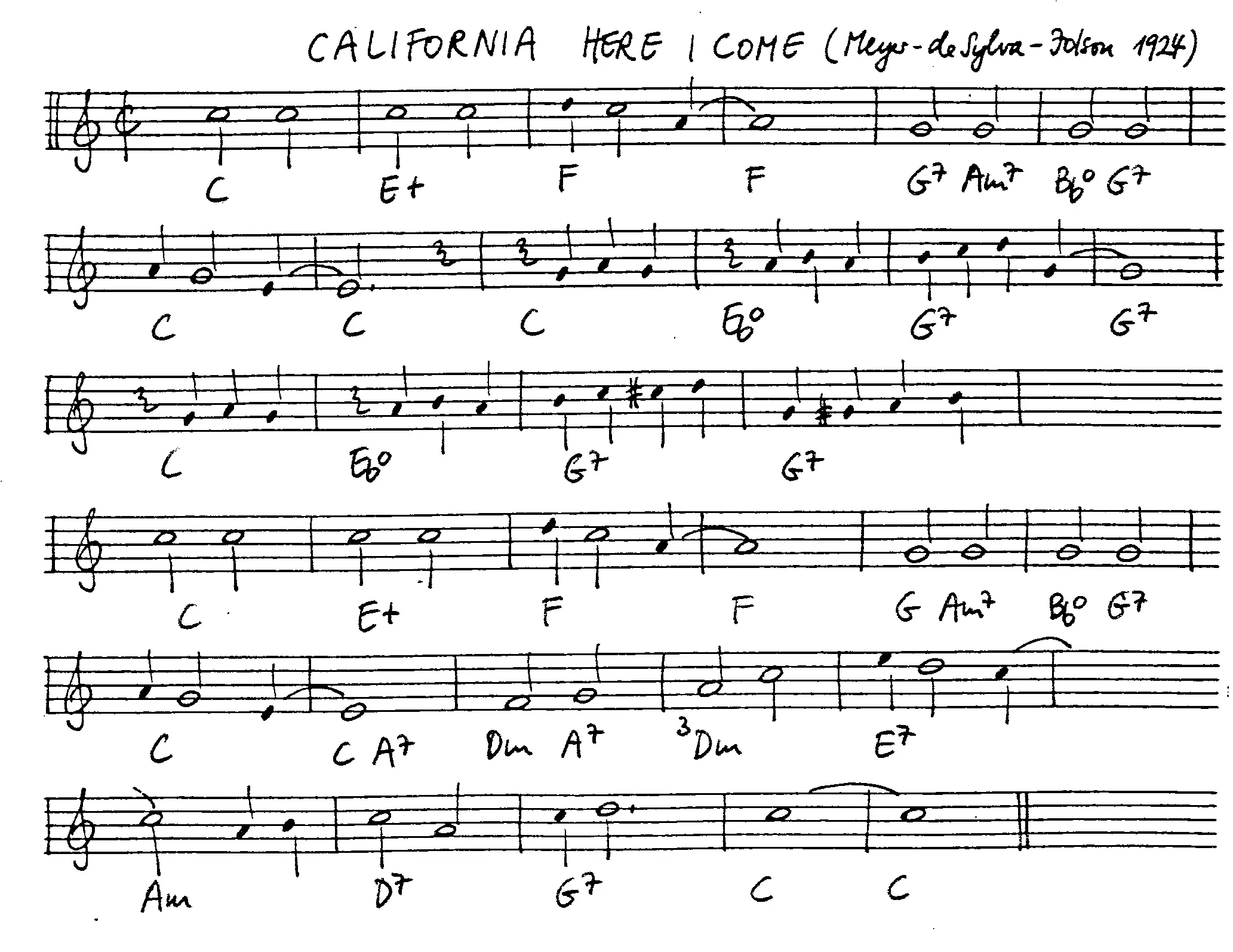 california here i come free jazz leadsheet - Courtesy of the Jungle Jazz Band